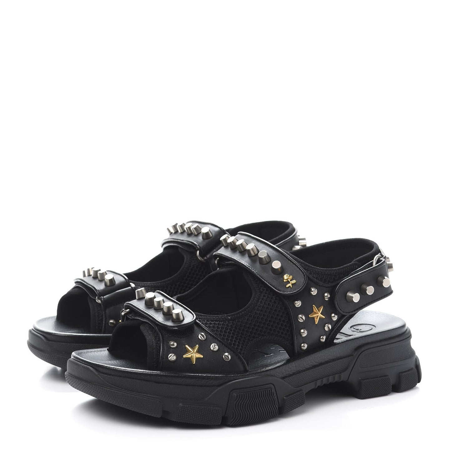 Nappa Mesh Studded Mens Aguru Sandals 9 Black