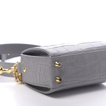 Alexander McQueen Calfskin Crocodile Embossed Box Shoulder Bag 16 Grey 9 of 11