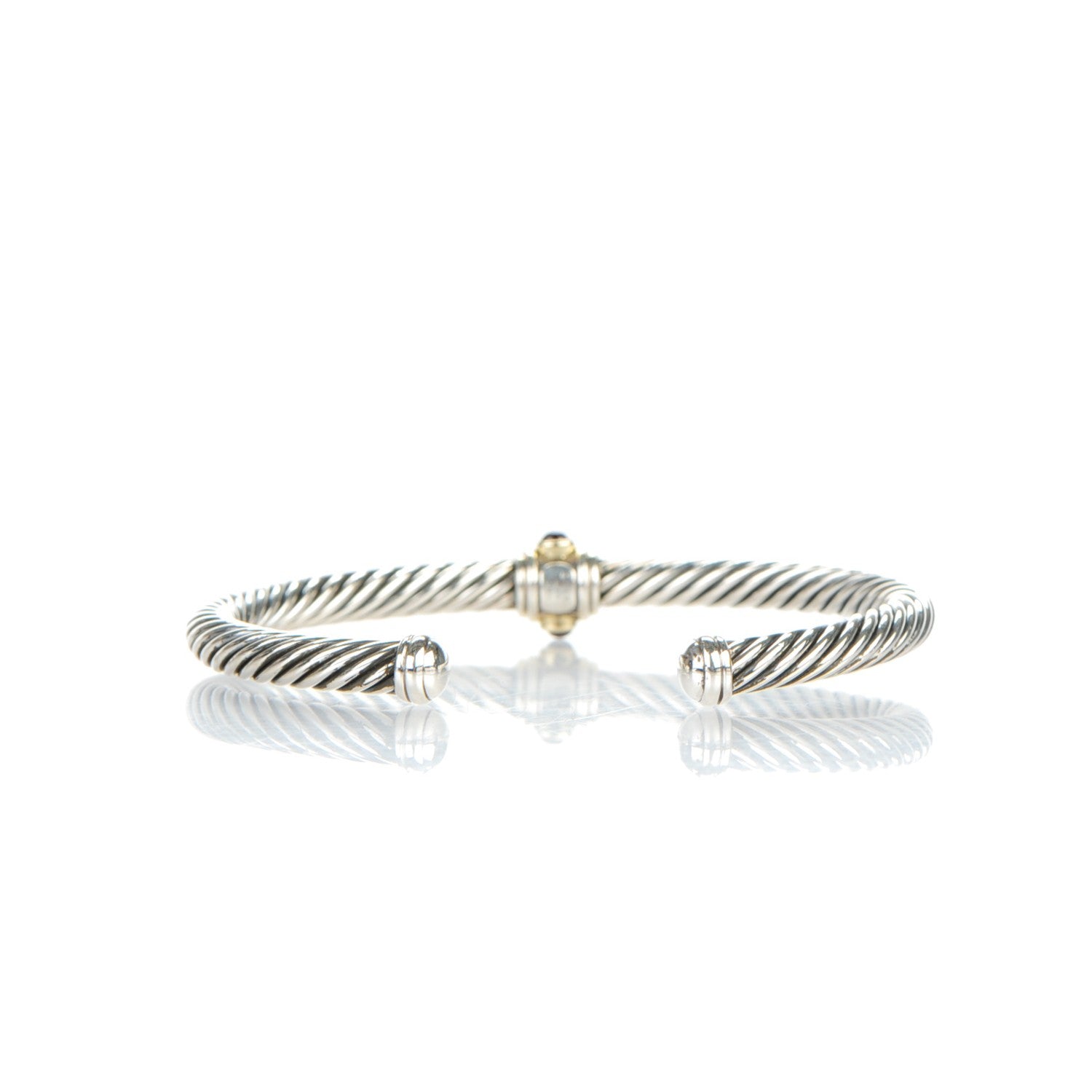 David Yurman Sterling Silver 14K Gold 5mm Cable Renaissance Bracelet 3 of 5