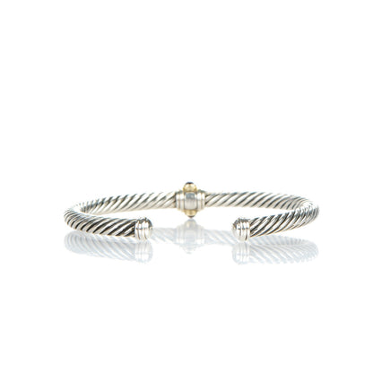 David Yurman Sterling Silver 14K Gold 5mm Cable Renaissance Bracelet 3 of 5