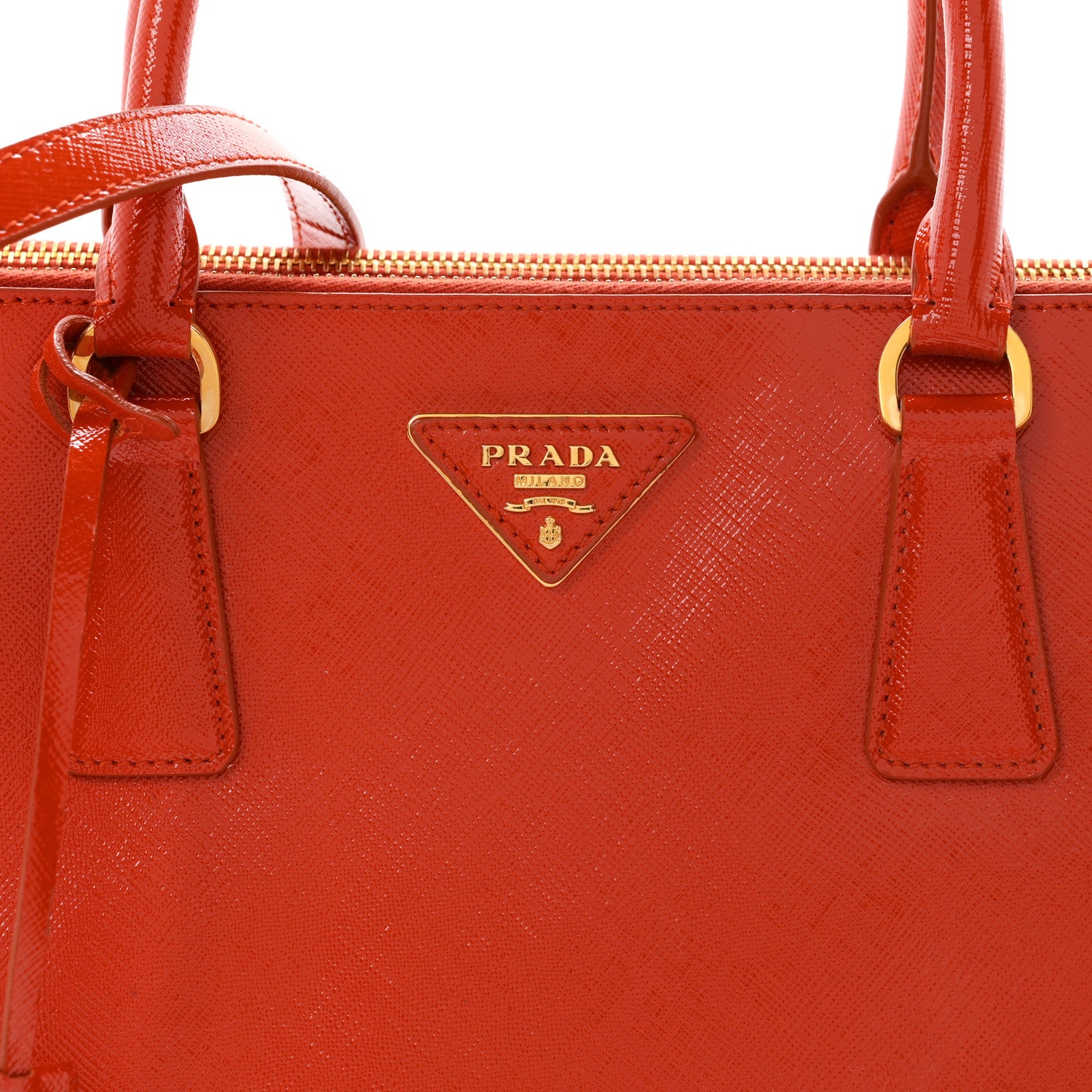 Prada Saffiano Vernice Medium Galleria Double Zip Tote Arancio 8 of 10