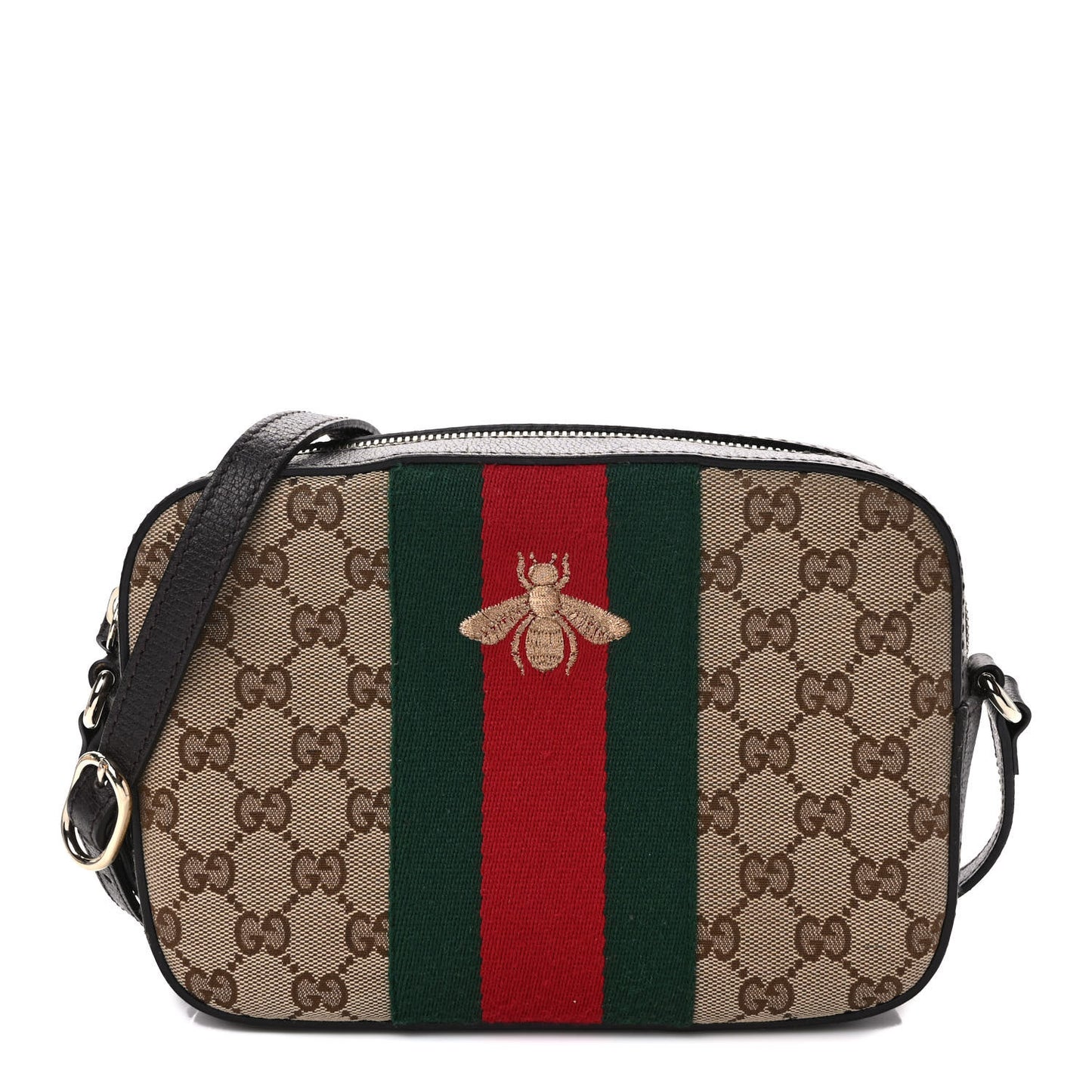 GG Supreme Monogram Web Small Webby Bee Shoulder Bag Dark Brown