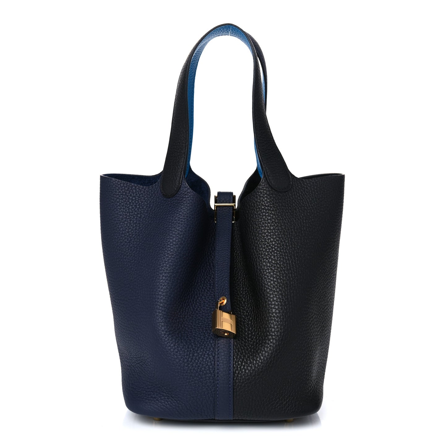 Taurillon Clemence Casaque Picotin Lock 22 MM Bleu Nuit Black Blue Frida