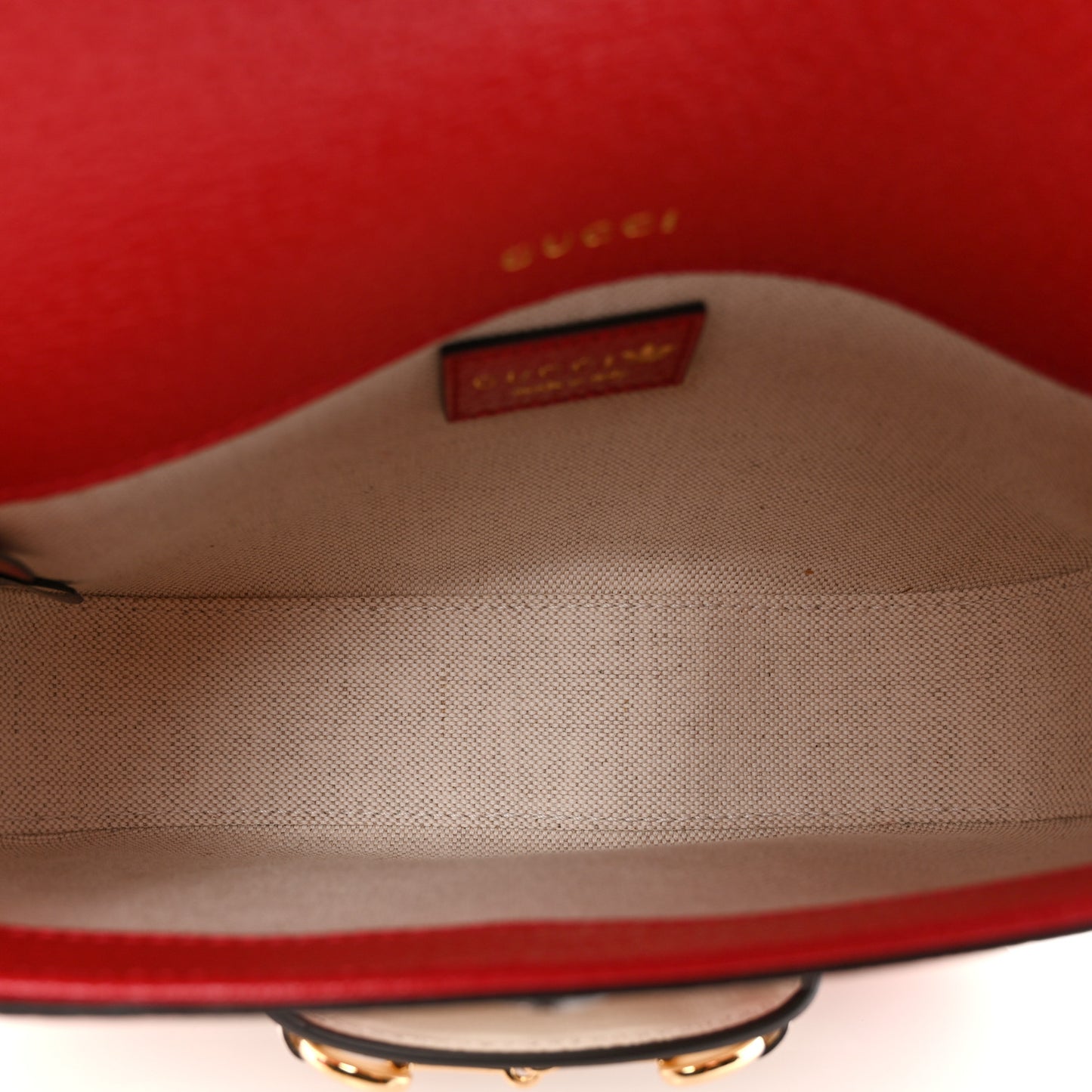 X ADIDAS Textured Dollar Calfskin Web Trefoil Mini Horsebit 1955 Shoulder Bag Hibiscus Red Off White