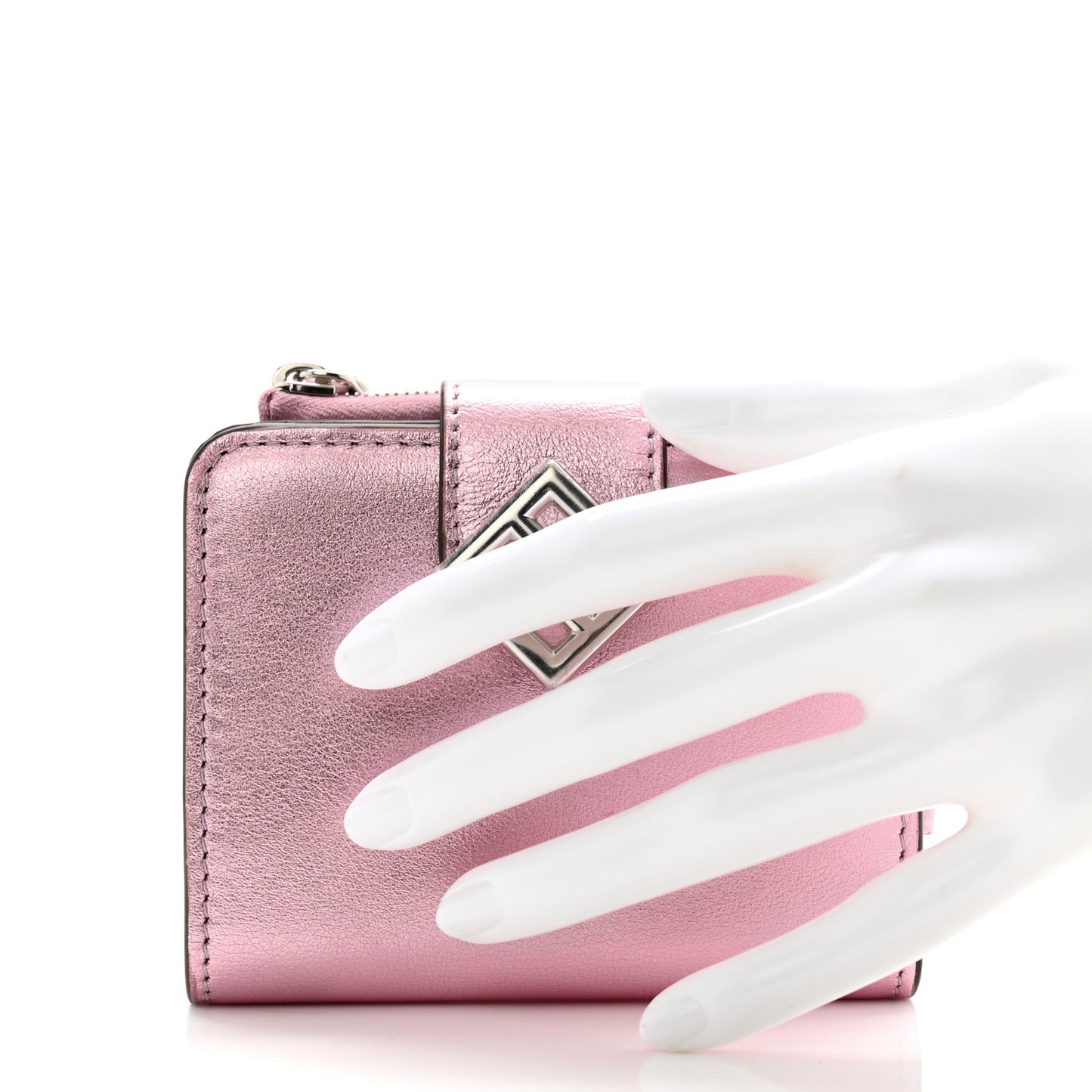 Vitello Laminato FF Diamonds Compact Wallet Rosa Palladio