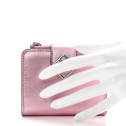 Fendi Vitello Laminato FF Diamonds Compact Wallet Rosa Palladio 2 of 11