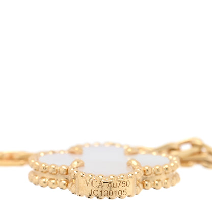 Van Cleef & Arpels 18K Yellow Gold Mother of Pearl Malachite Carnelian Tiger Eye 4 Motifs Lucky Alhambra Bracelet 3 of 4