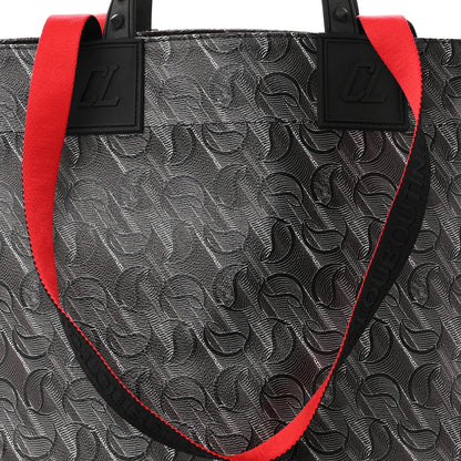 Christian Louboutin Toile Monogram Calfskin Printed Loutote Tote Black 7 of 10