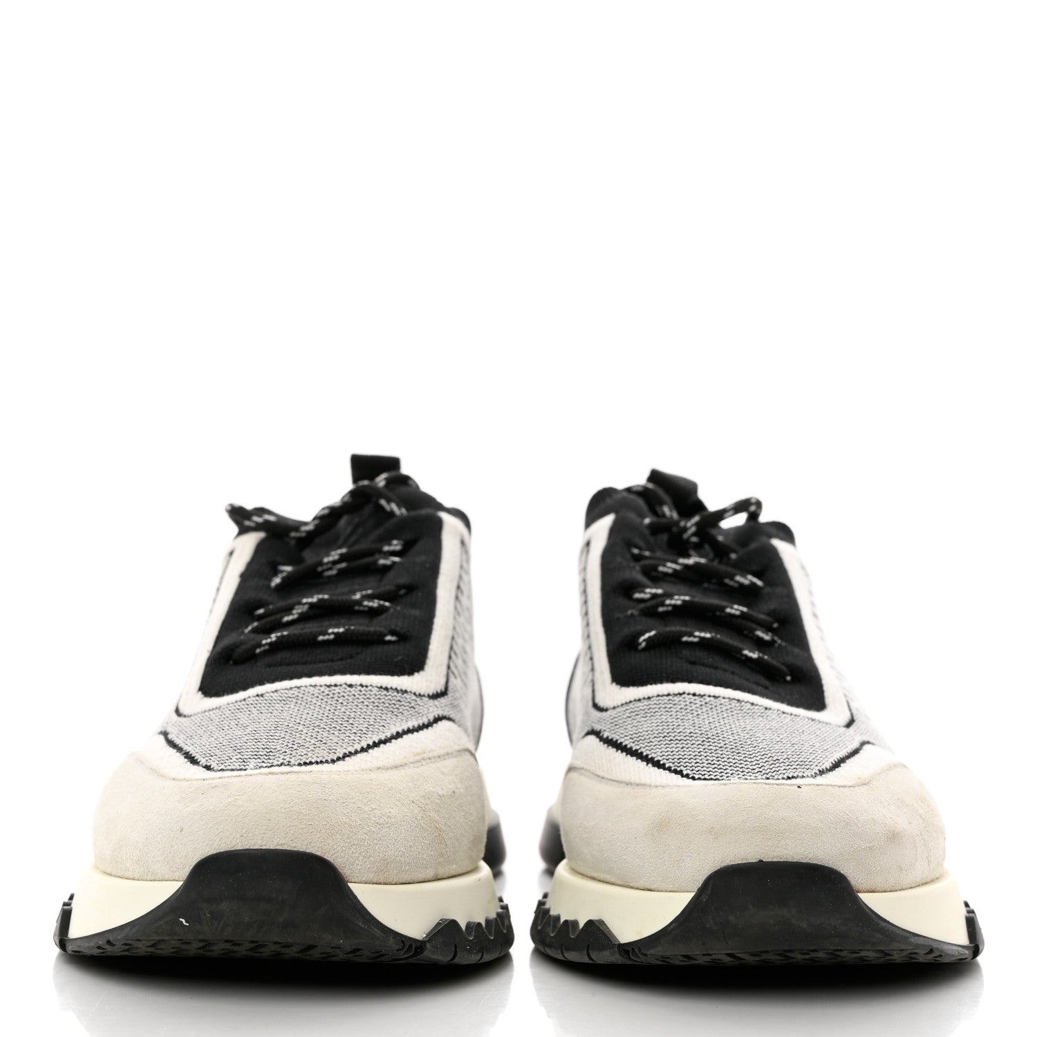 Hermes Knit Bi-Color Womens Addict Sneakers 37.5 Black White 2 of 8