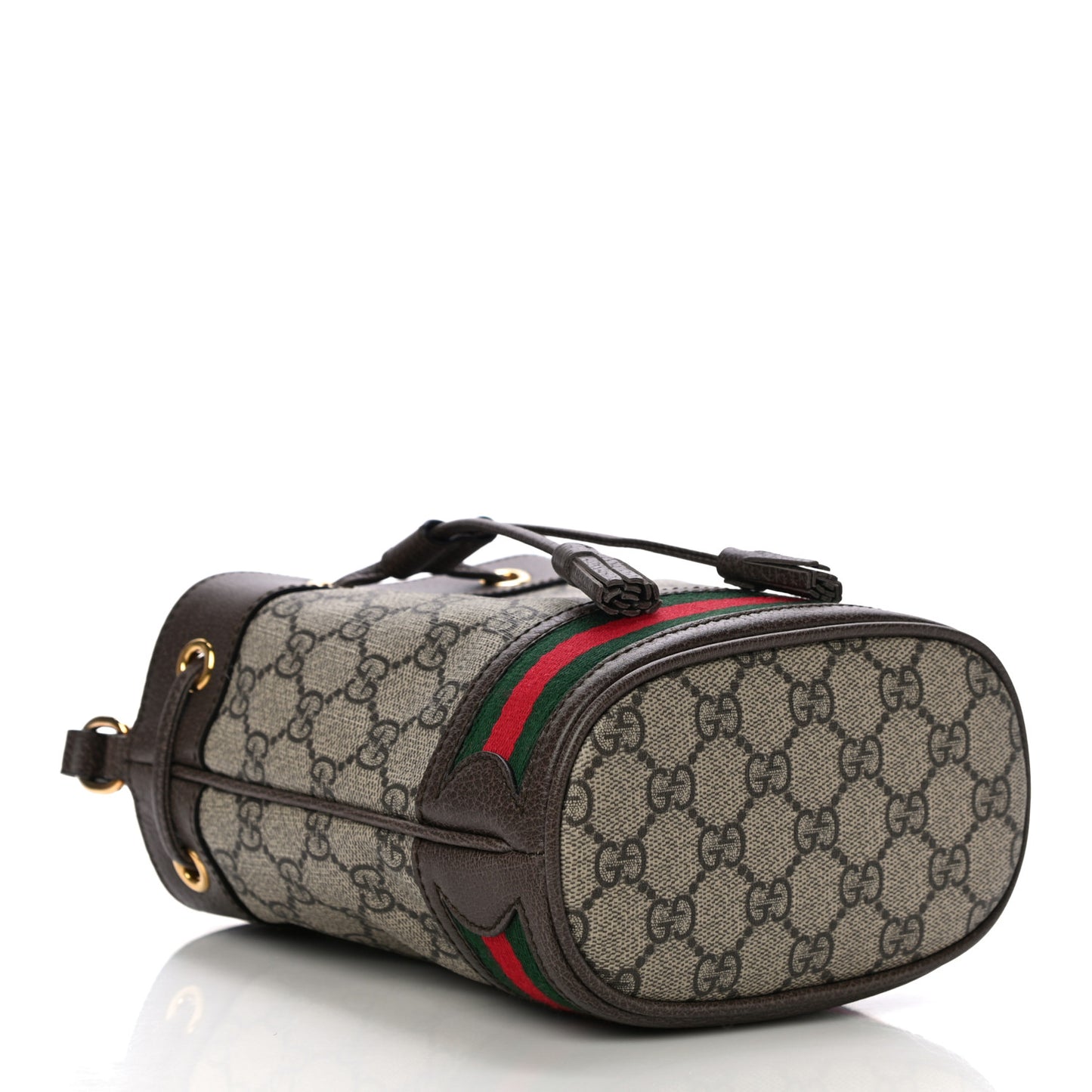 GG Supreme Monogram Web Mini Ophidia Bucket Bag Brown
