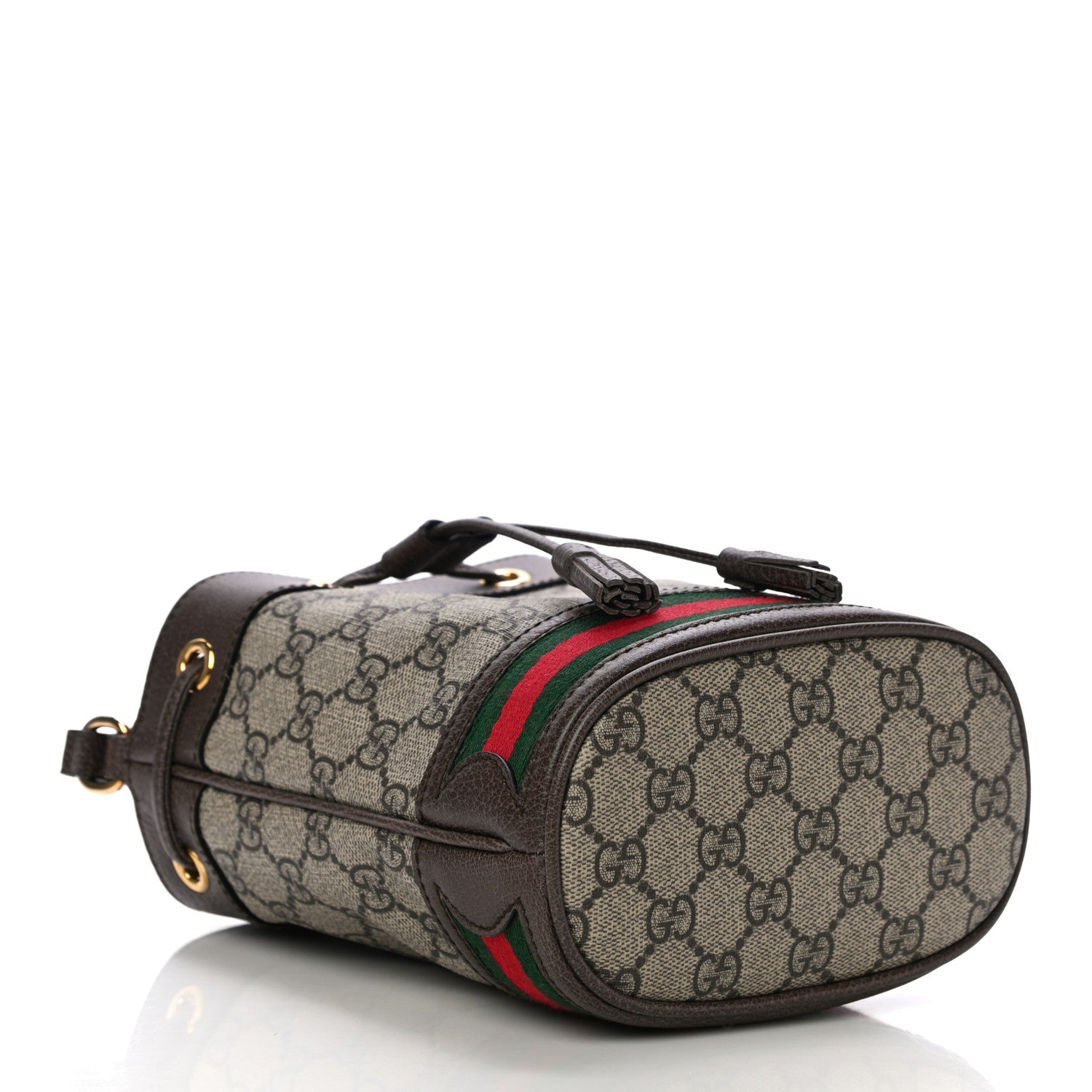 Gucci GG Supreme Monogram Web Mini Ophidia Bucket Bag Brown 3 of 9