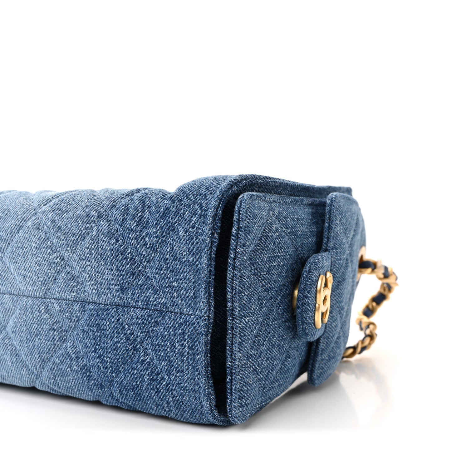 Washed Denim Quilted Mini Chanel 25 Handbag Blue