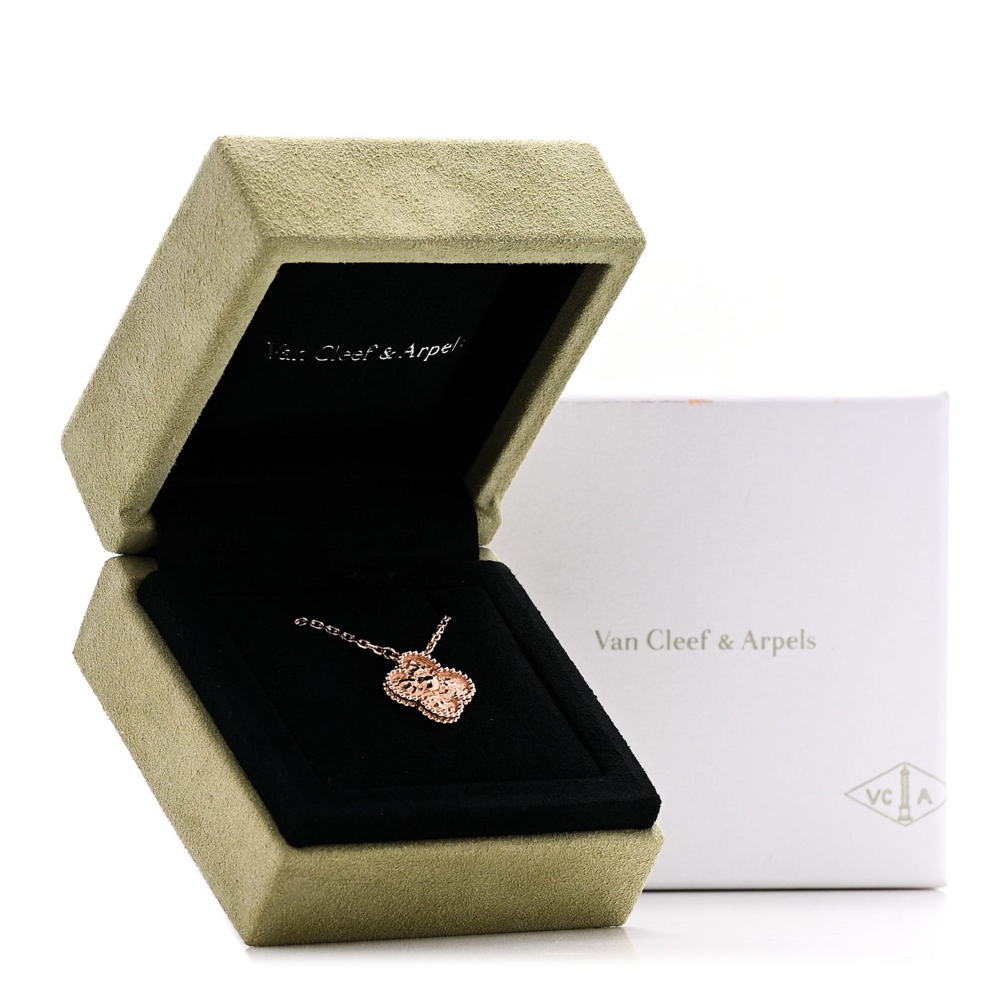 18K Rose Gold Vintage Alhambra Pendant Necklace