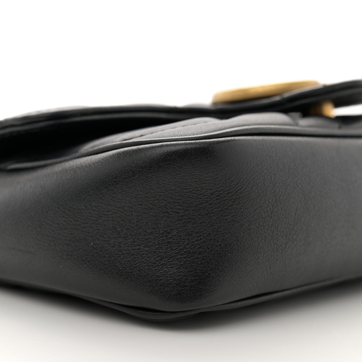 Gucci Calfskin Matelasse Super Mini GG Marmont Shoulder Bag Black 9 of 12