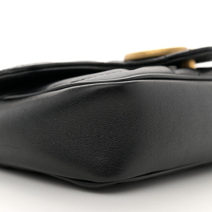 Gucci Calfskin Matelasse Super Mini GG Marmont Shoulder Bag Black 9 of 12