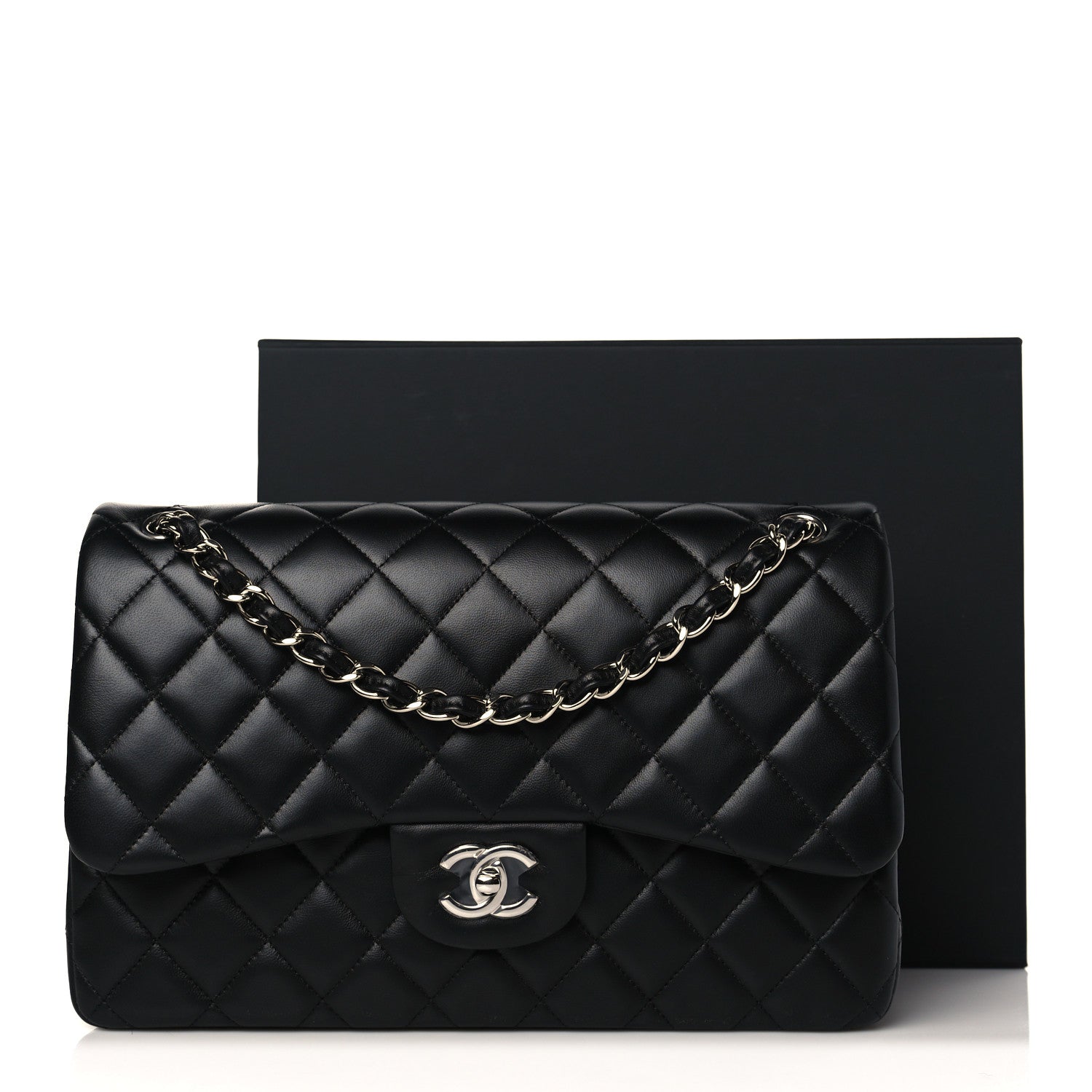 Chanel Lambskin Quilted Jumbo Double Flap Black 9 of 9
