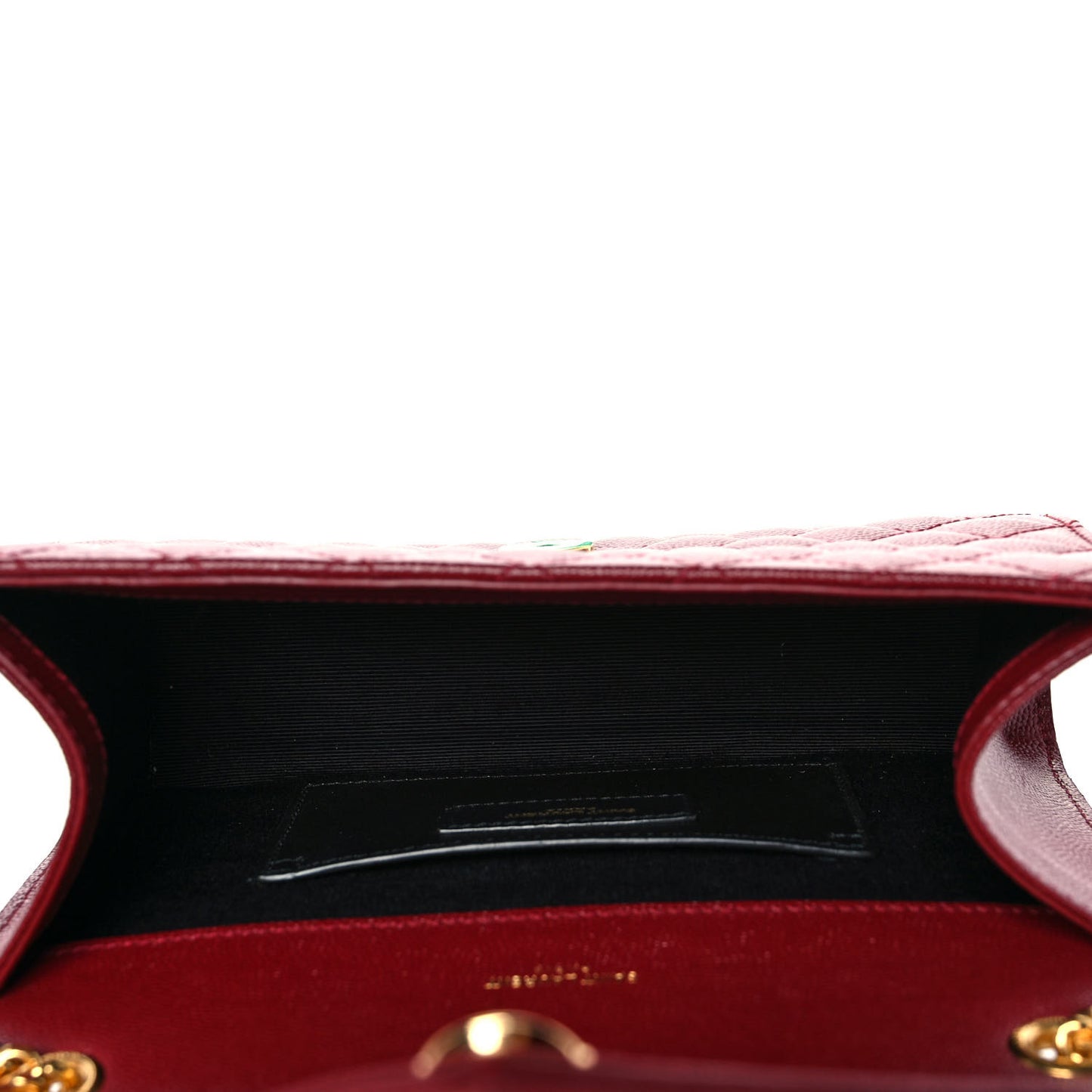 Grain De Poudre Textured Mixed Matelasse Triquilt Small Monogram Satchel Red