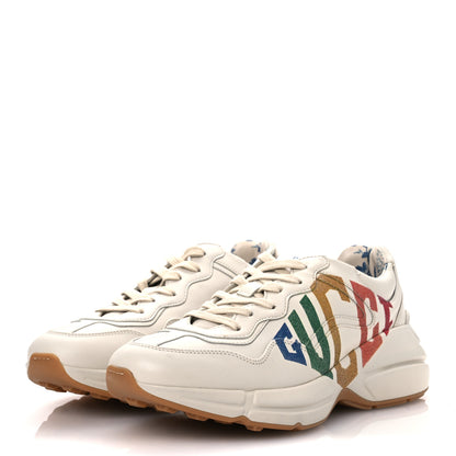 Gucci Apollo Calfskin Glitter Game Logo Womens Rhyton Sneakers 39 Mystic White 4 of 14