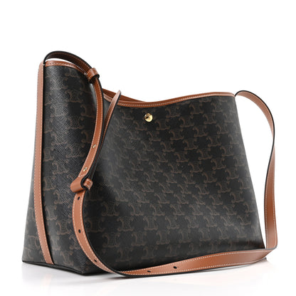 Celine Triomphe Canvas Calfskin Shopper Tote Tan 7 of 19