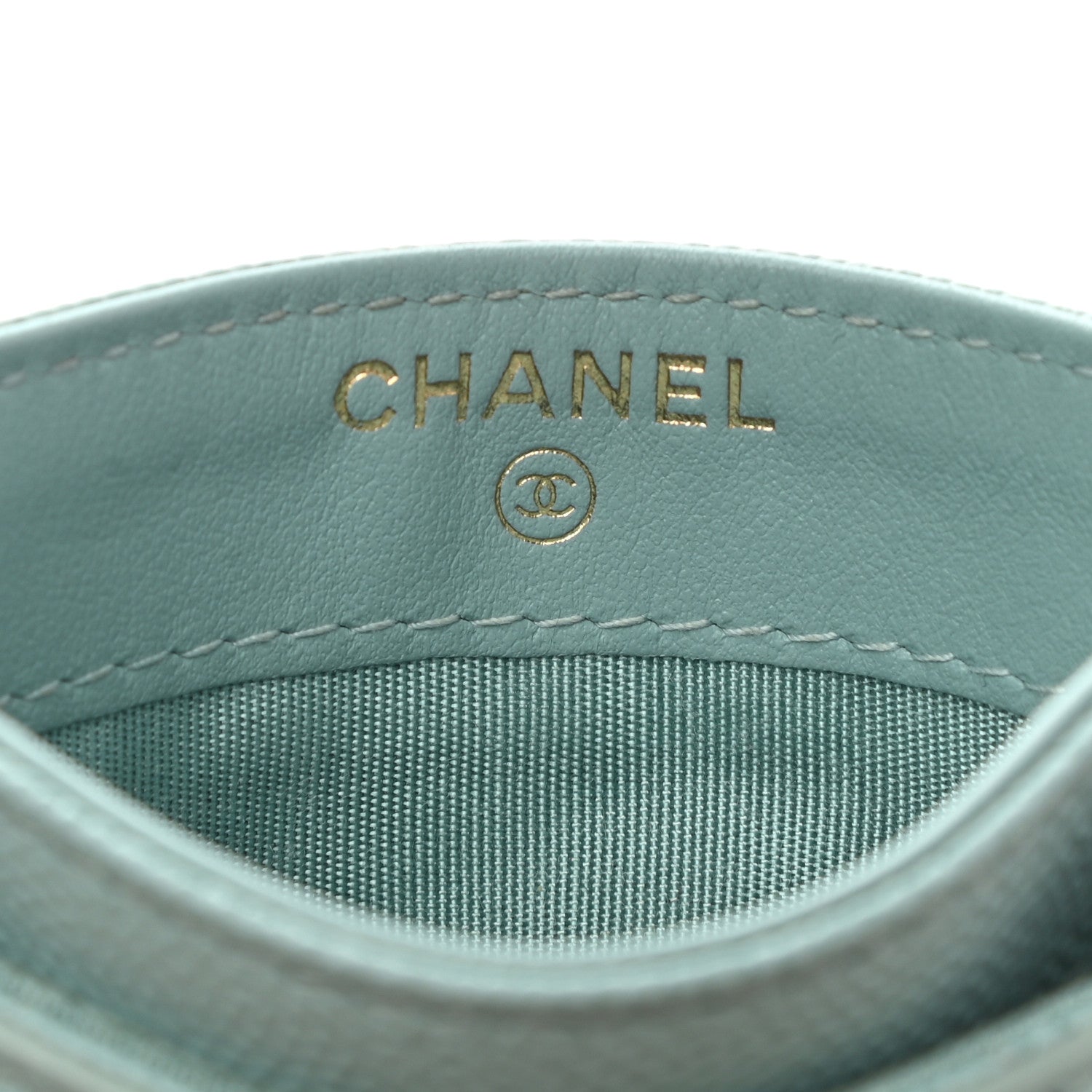 Chanel Caviar Quilted Filigree Card Holder Light Blue 6 of 10