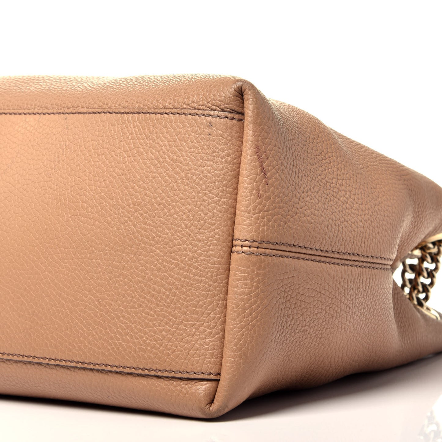 Pebbled Calfskin Medium Soho Chain Shoulder Bag Rose Beige