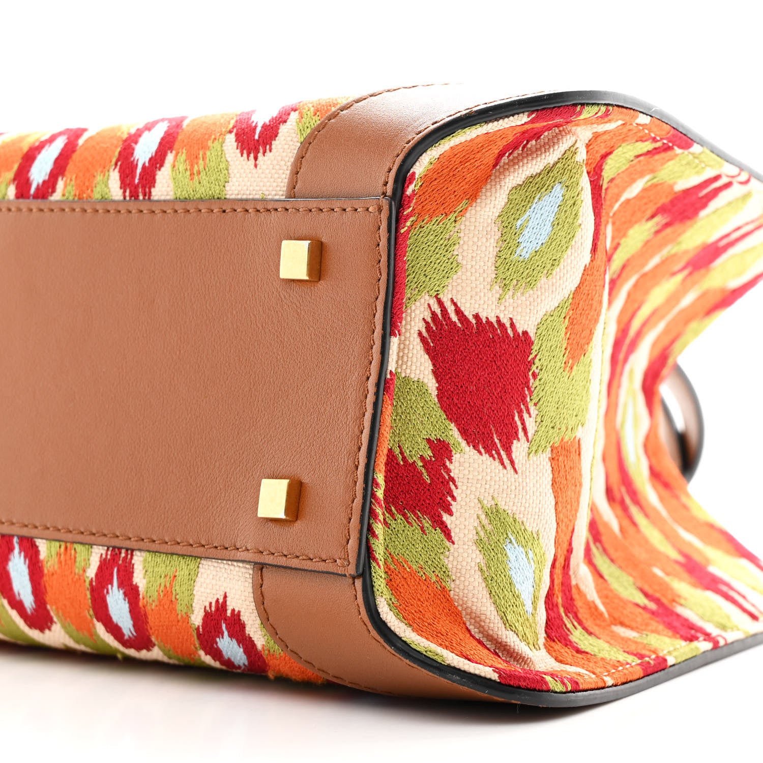Valentino Garavani Canvas Calfskin Embroidered Small Vlogo Signature Bag Multicolor Saddle Brown 9 of 9