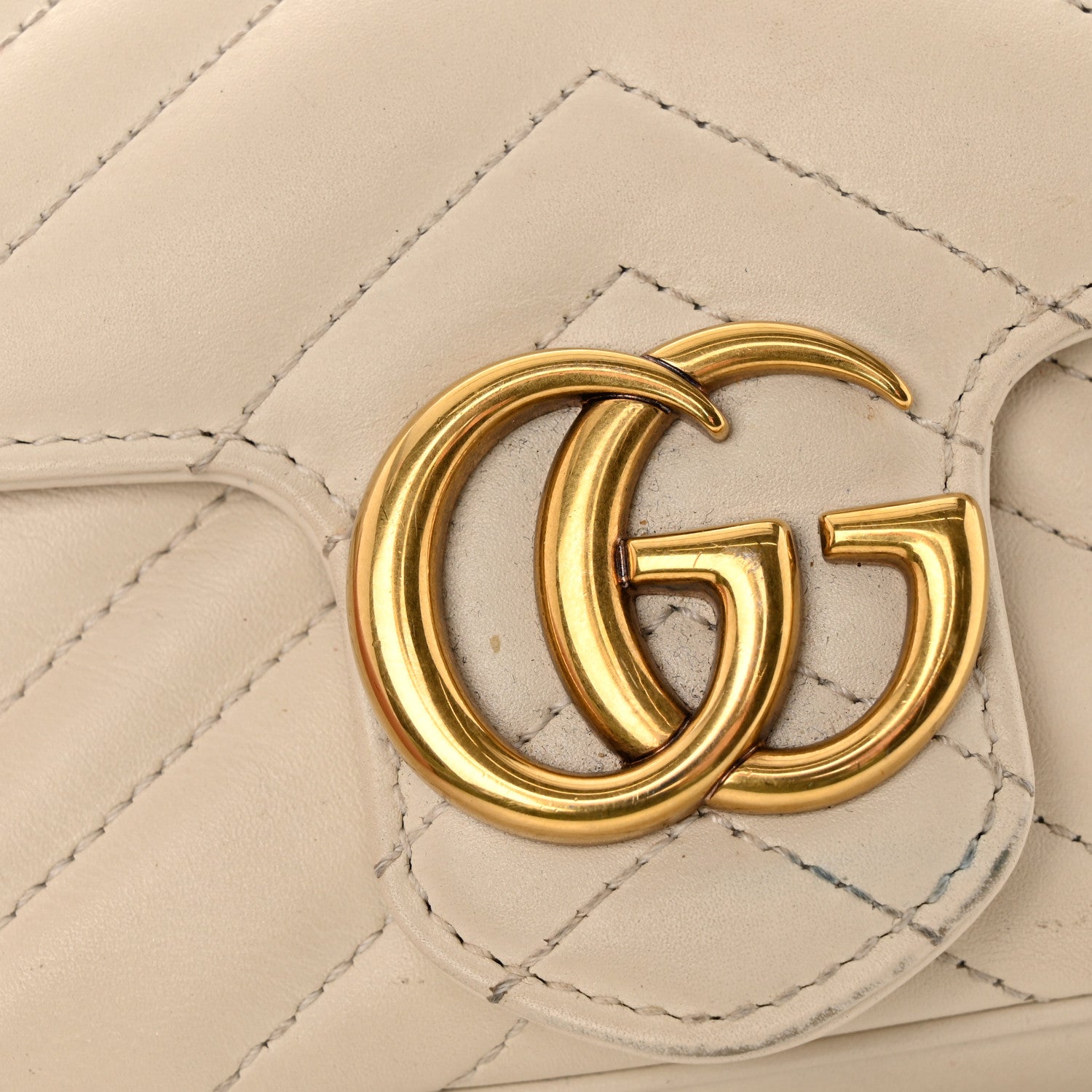 Gucci Calfskin Matelasse Super Mini GG Marmont Shoulder Bag White 18 of 23