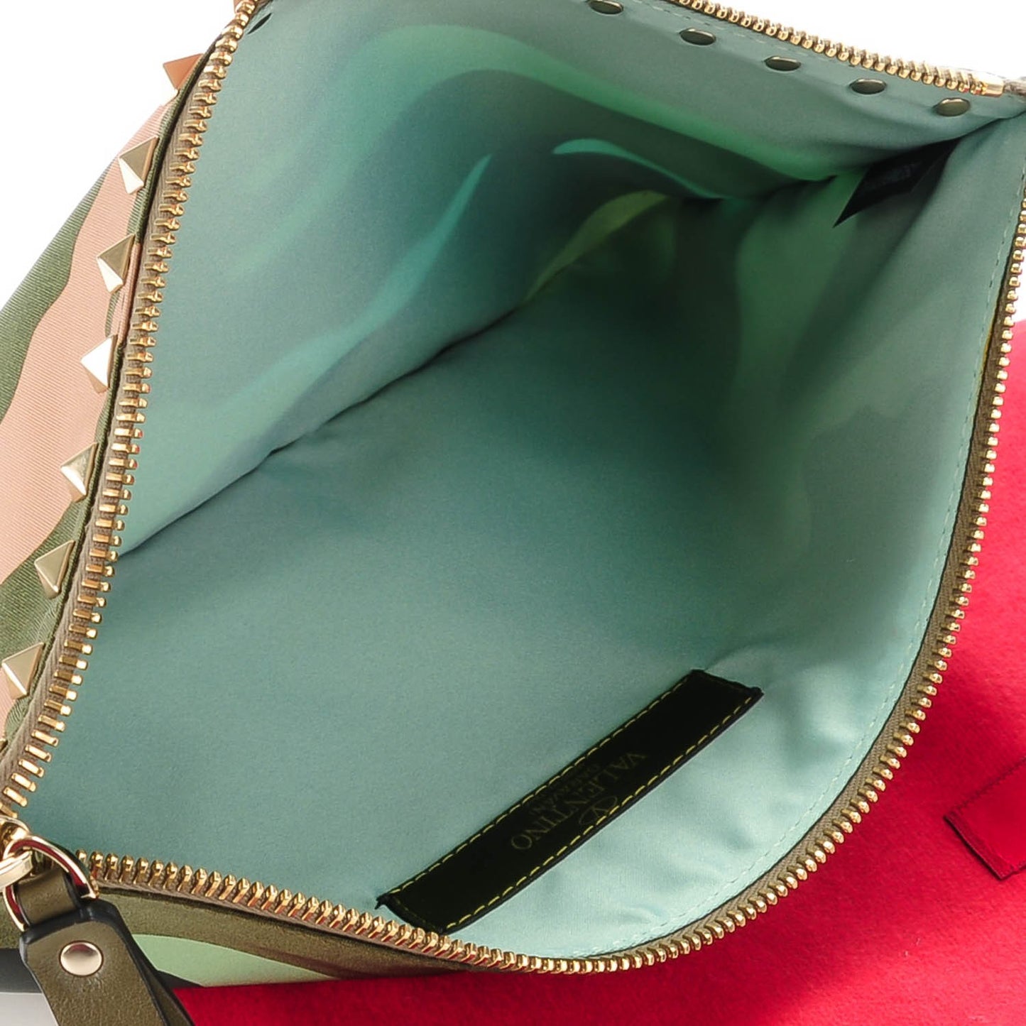 Nylon Camouflage Large Rockstud Zip Pouch Multi