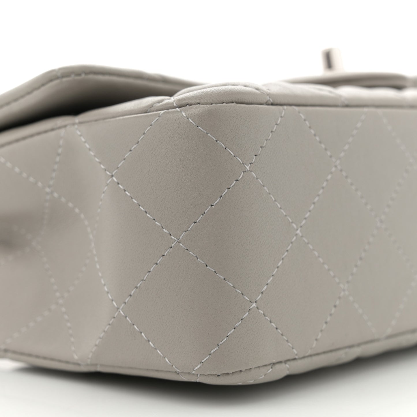 Lambskin Quilted Mini Rectangular Flap Grey