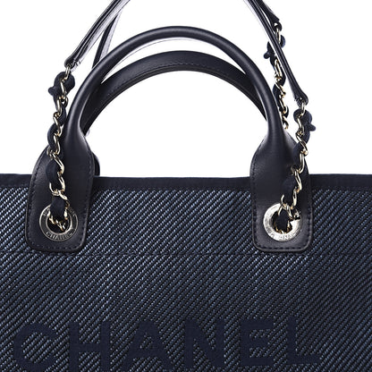 Chanel Mixed Fibers Calfskin Medium Deauville Tote Blue 11 of 11
