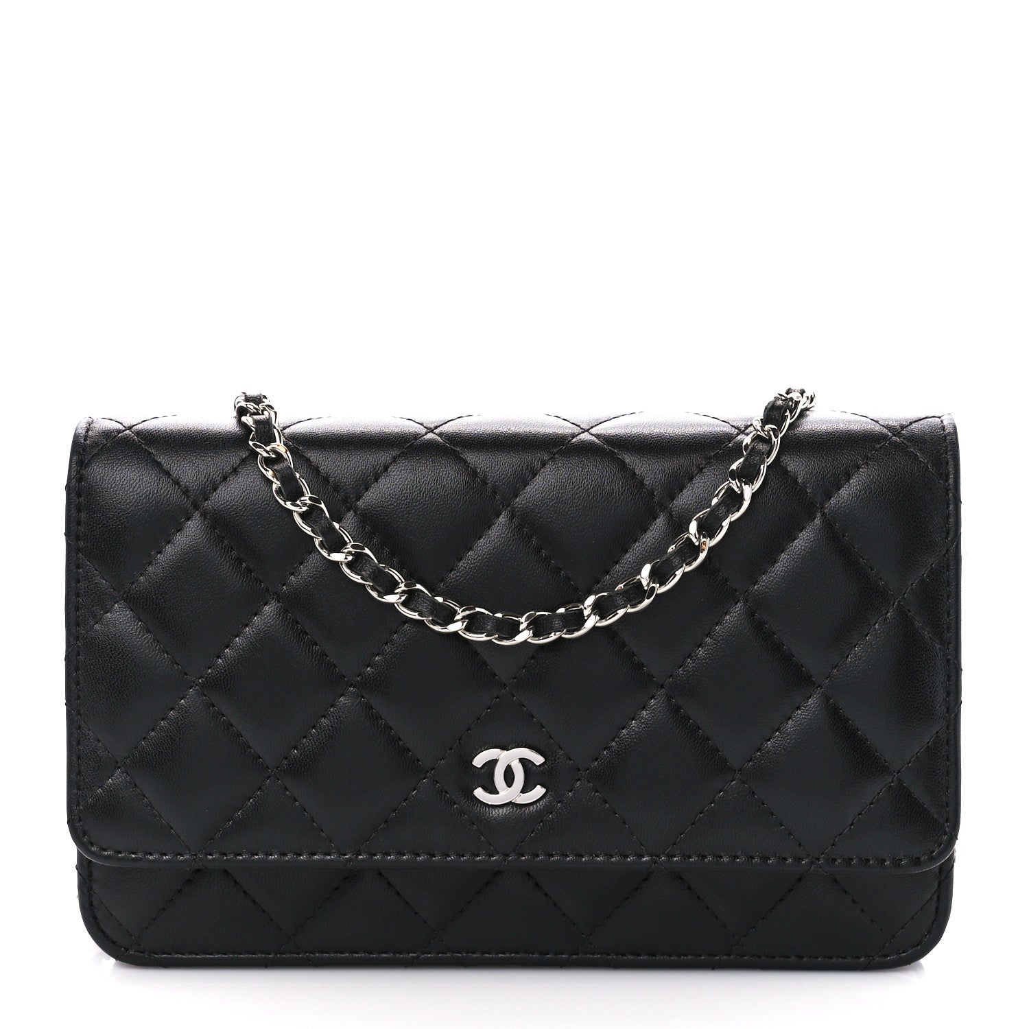 Chanel Lambskin Quilted Wallet On Chain WOC Black 1 of 11