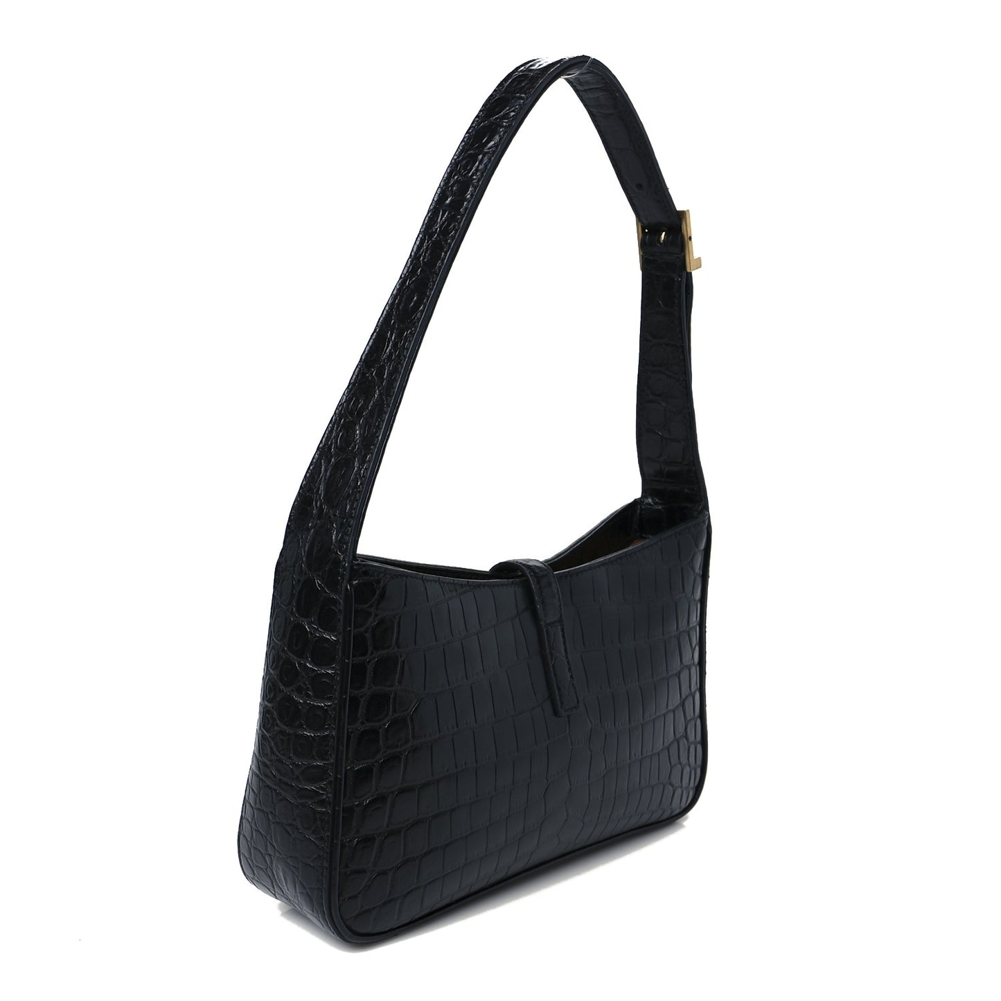 Calfskin Crocodile Embossed LE 5 A 7 Hobo Black