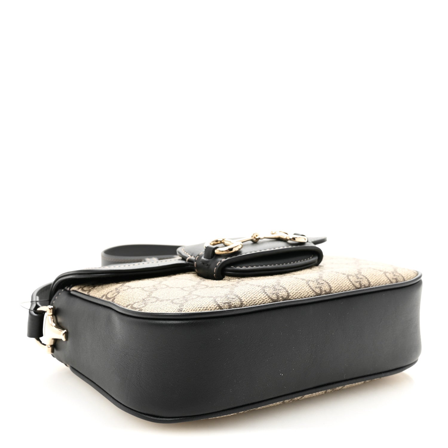 Gucci GG Supreme Monogram Horsebit 1955 Soft Small Shoulder Bag Beige Black 4 of 9
