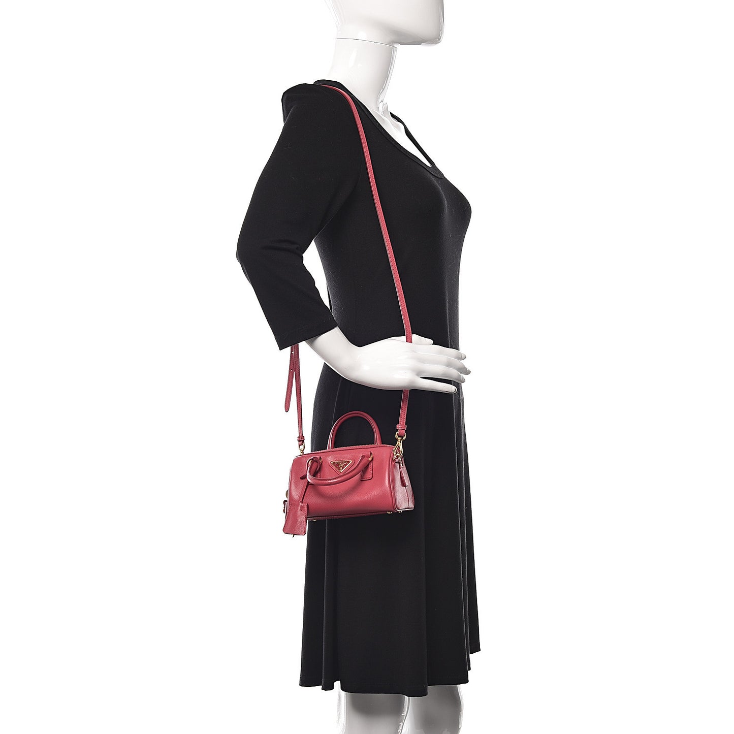 Saffiano Lux Mini Top Handle Crossbody Bag Peonia