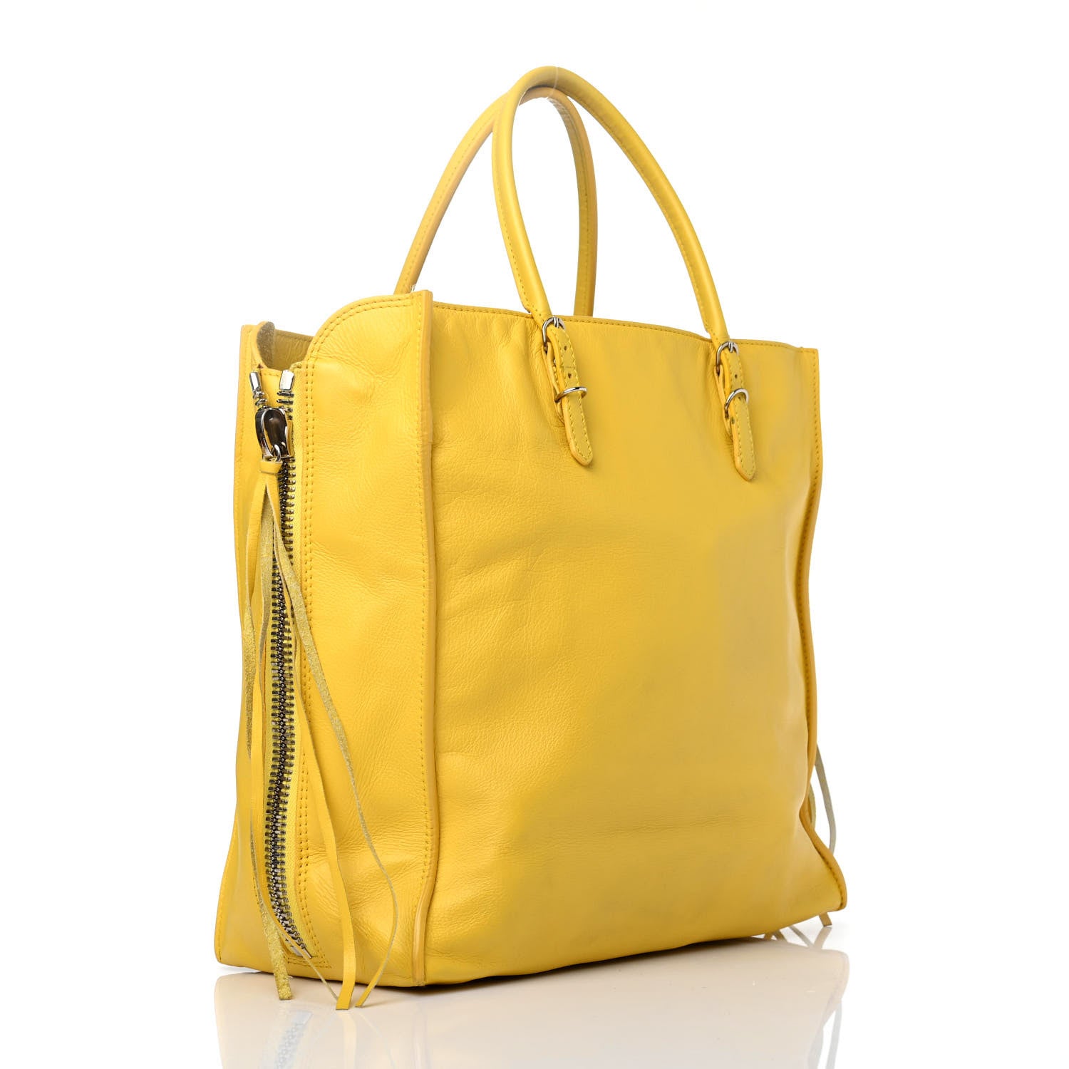 Balenciaga Supple Calfskin Papier A5 Zip Around Tote Jaune Soleil 2 of 4