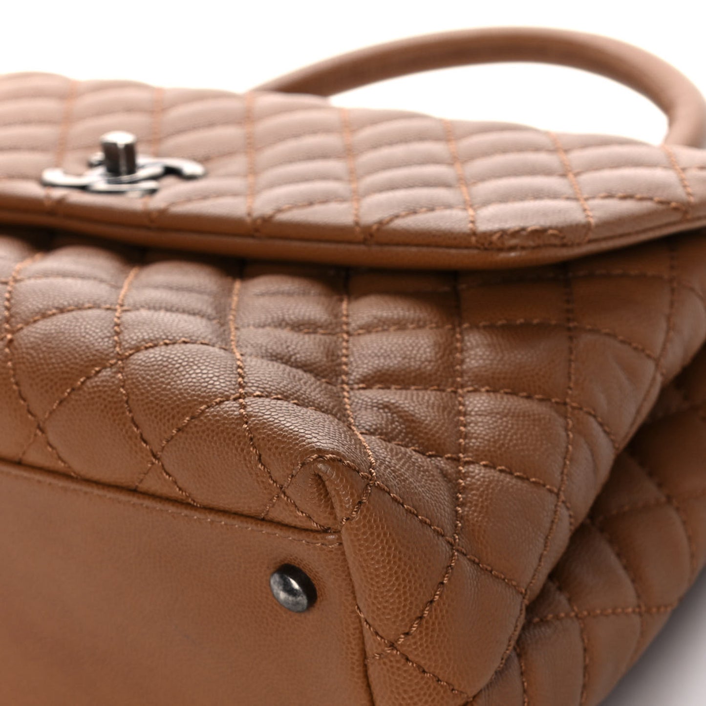 Caviar Quilted Medium Coco Handle Flap Camel