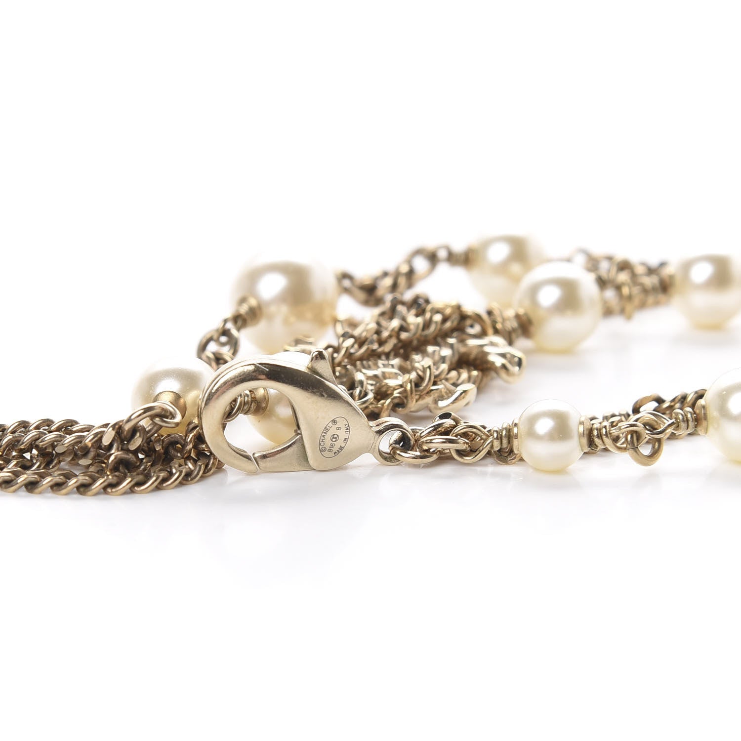 Chanel Pearl Chain CC Multi Strand Necklace Gold 4 of 5