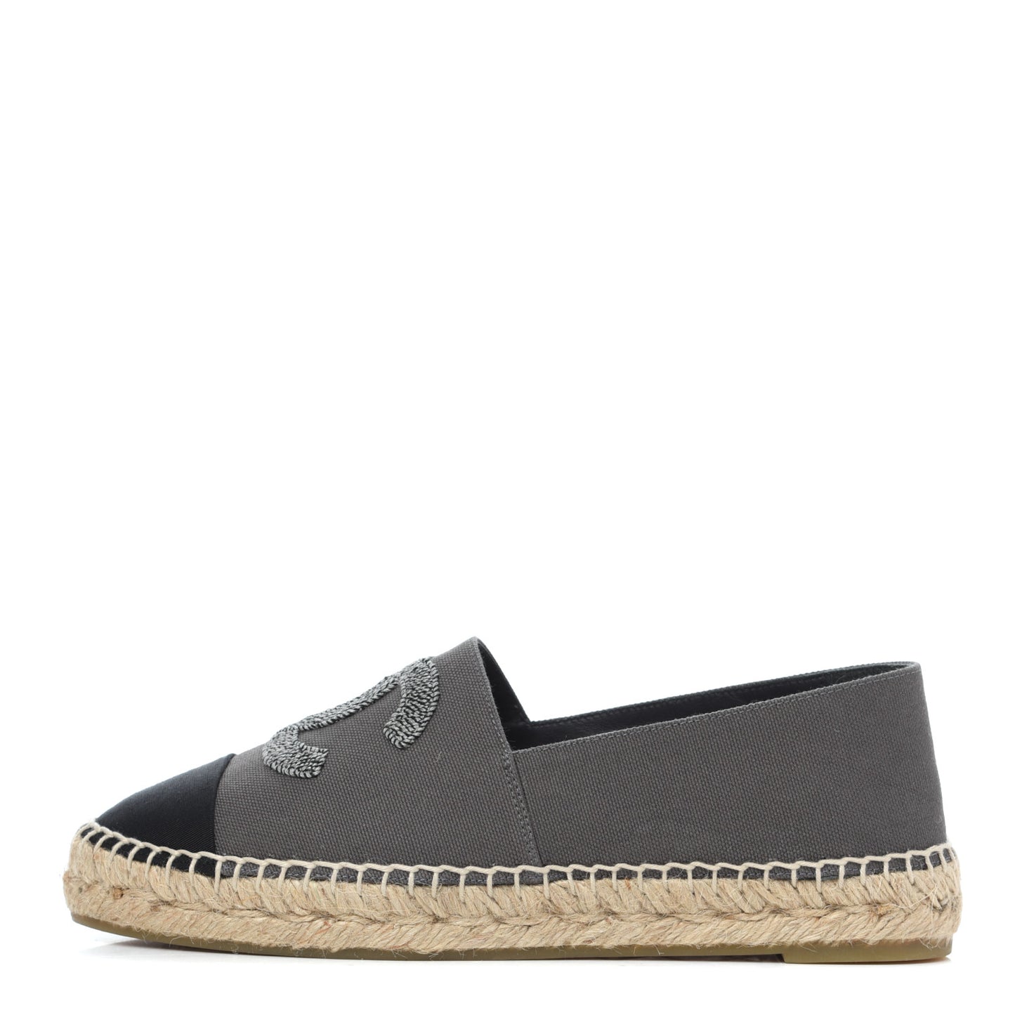 Canvas Grosgrain CC Espadrilles 39 Grey Black