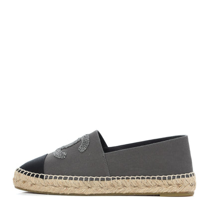 Chanel Canvas Grosgrain CC Espadrilles 39 Grey Black 1 of 12