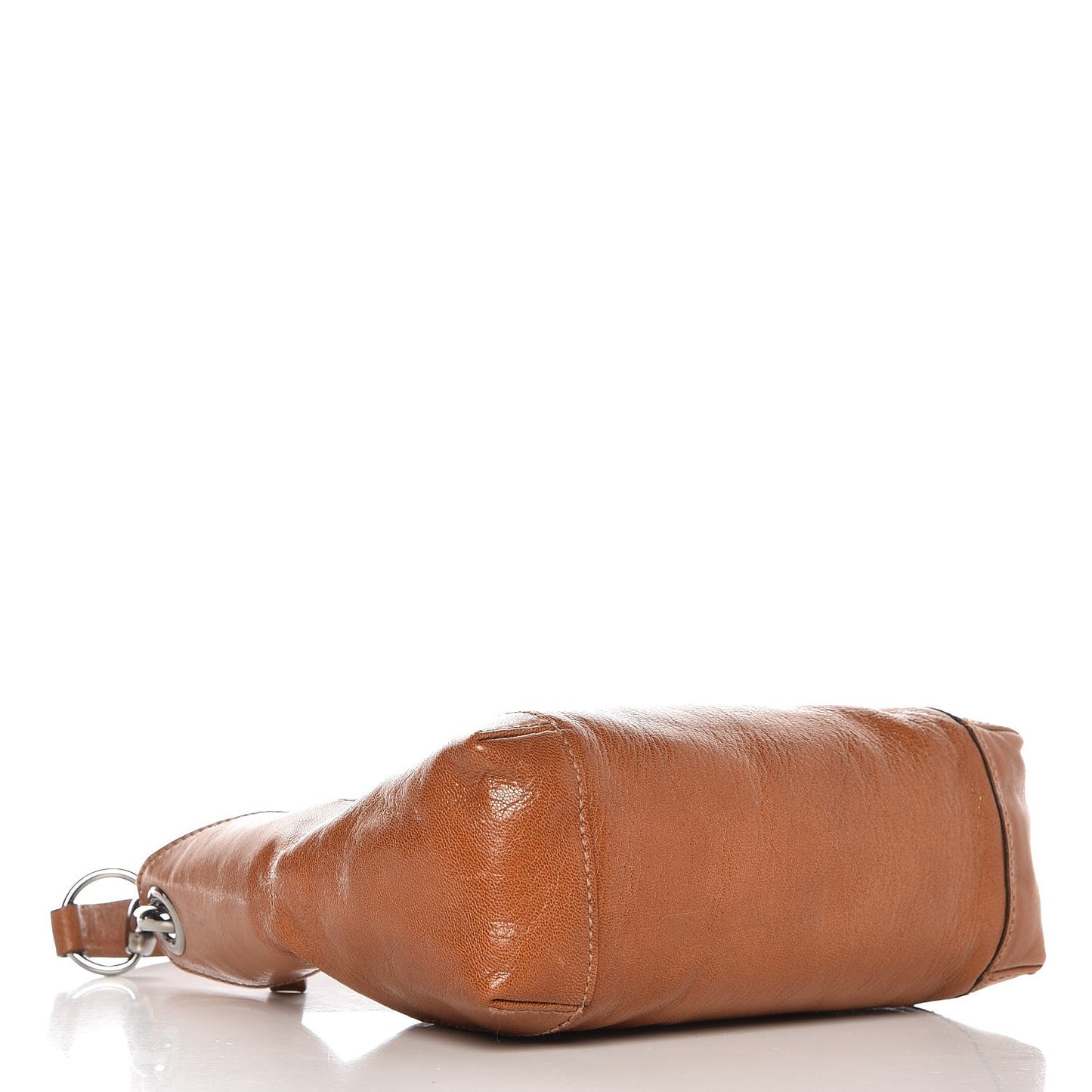 Glazed Calfskin Small Hobo Brown