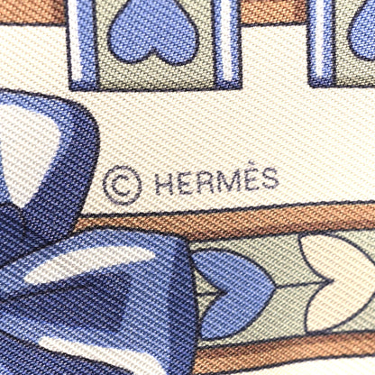 Hermes Silk Harnais De Coeur Twilly Creme Bleu Jean Vert Amande 4 of 4