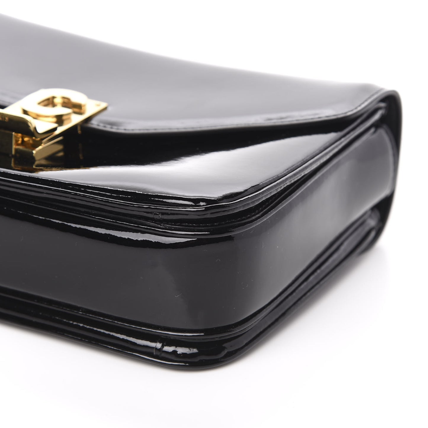 Patent Calfskin Medium C Bag Black