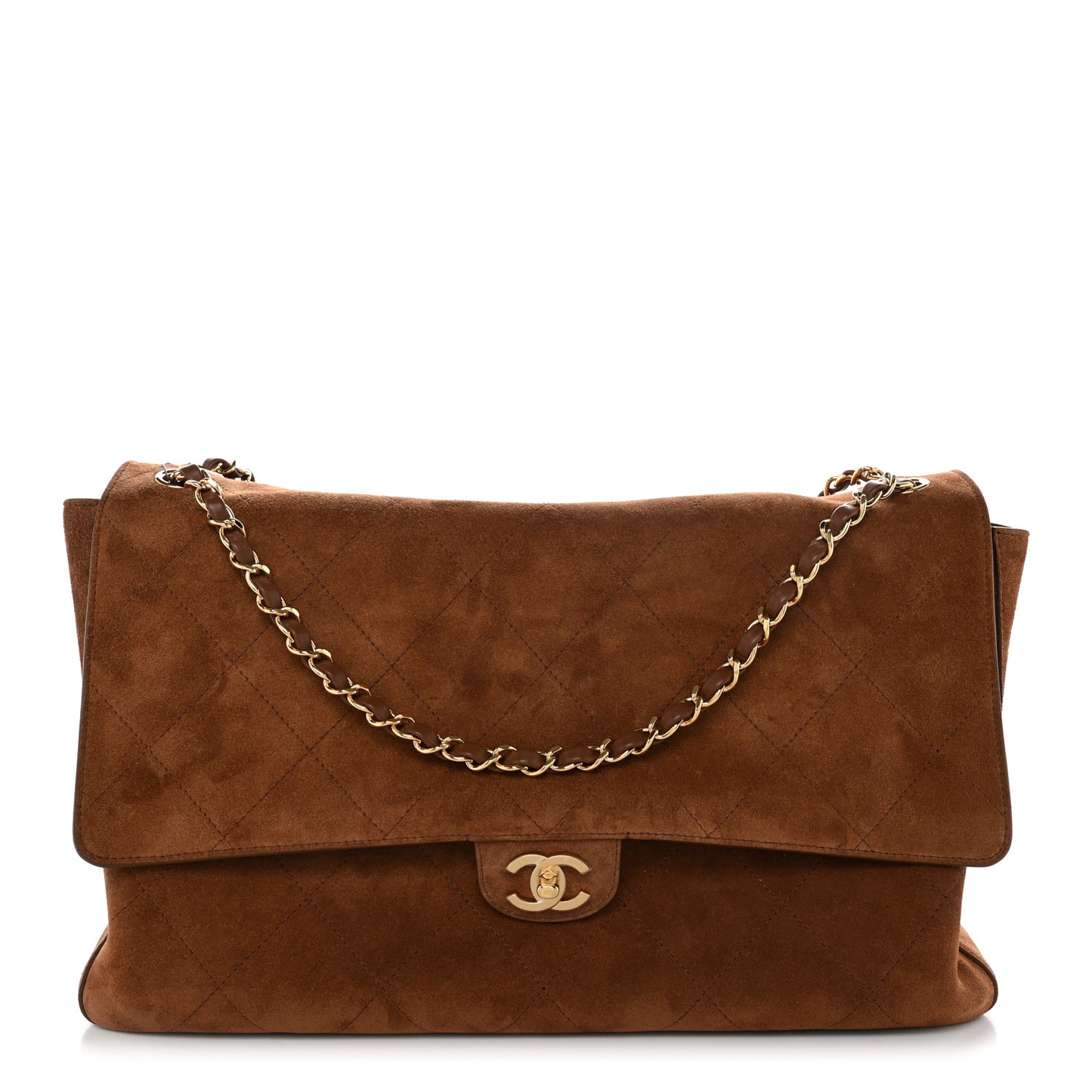 Suede Calfskin Souplissimo Maxi Flap Camel