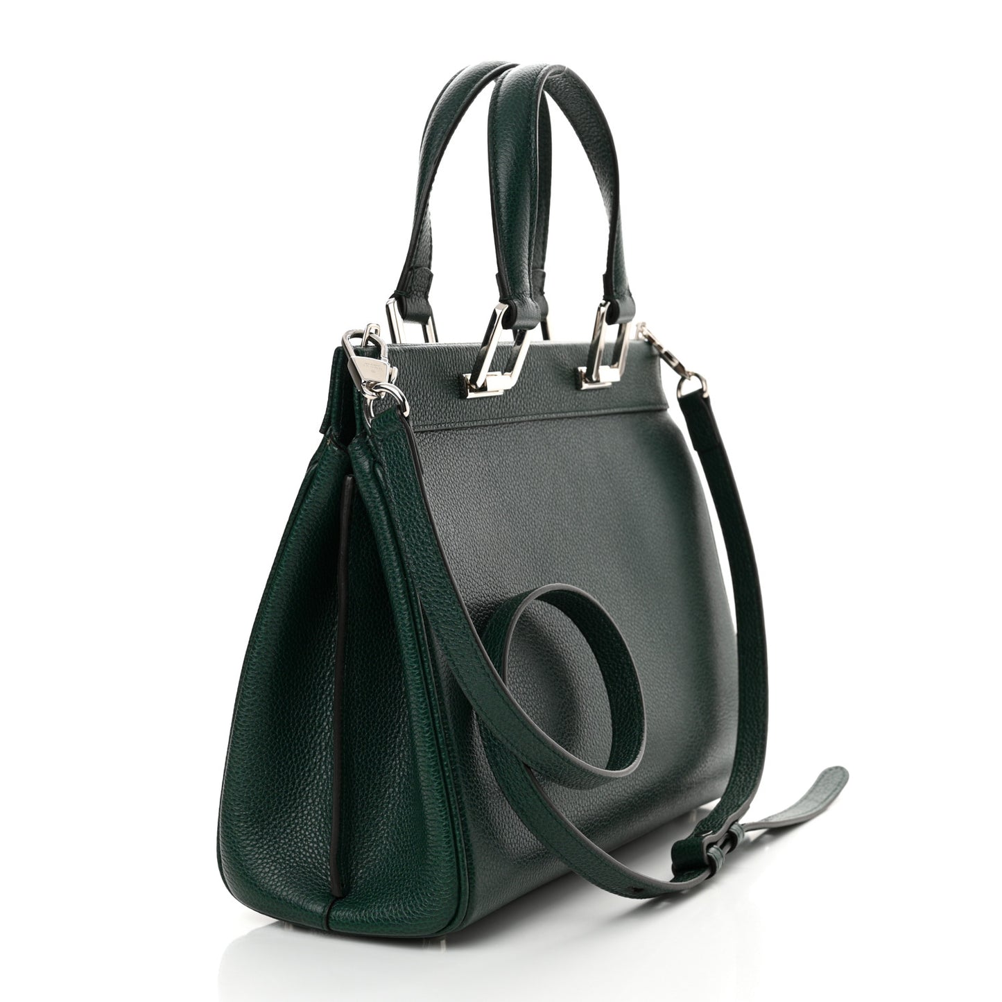 Grainy Calfskin Small Zumi Top Handle Bag Vintage Green