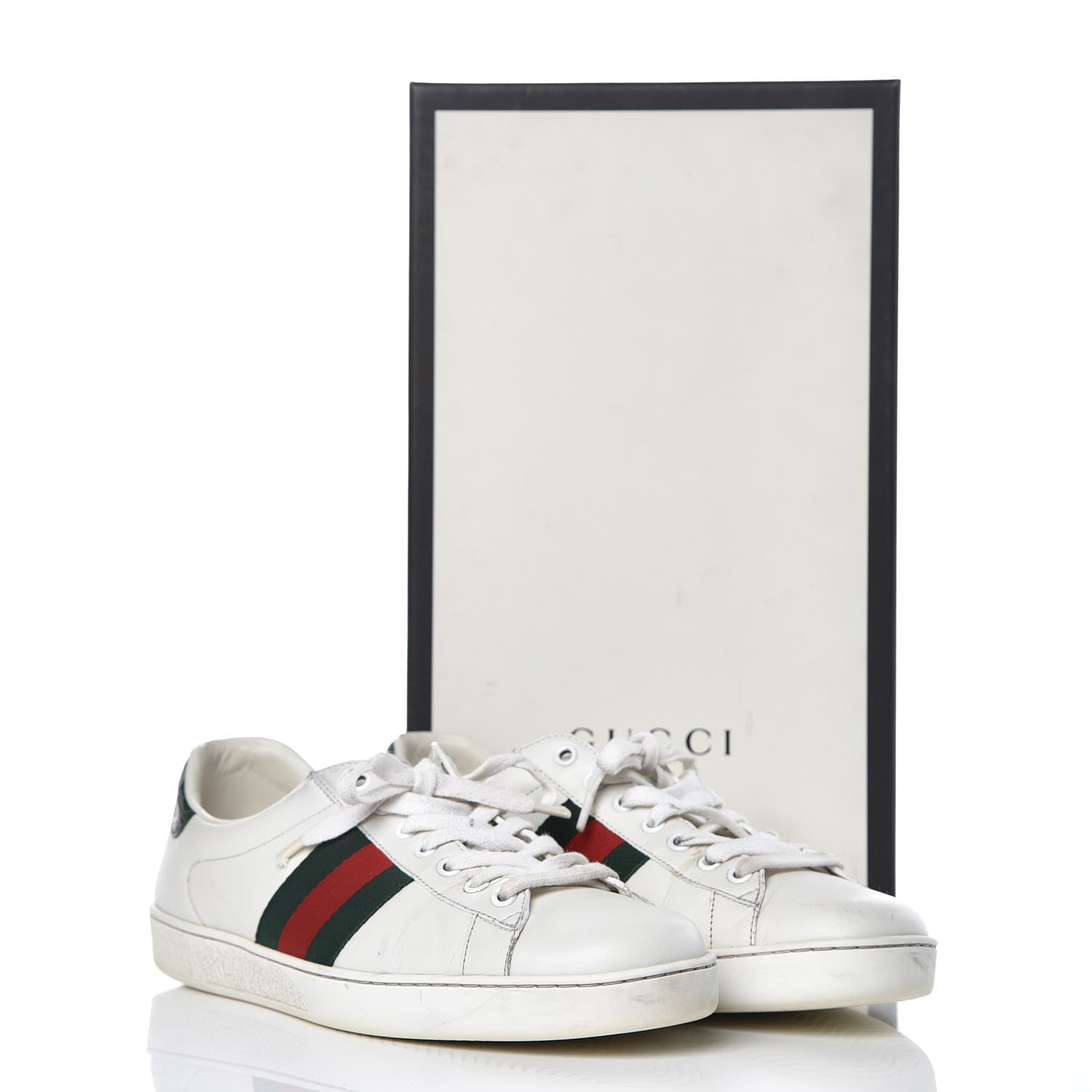 Gucci Calfskin Crocodile Web Mens Ace Sneakers 8.5 White Green 18 of 19