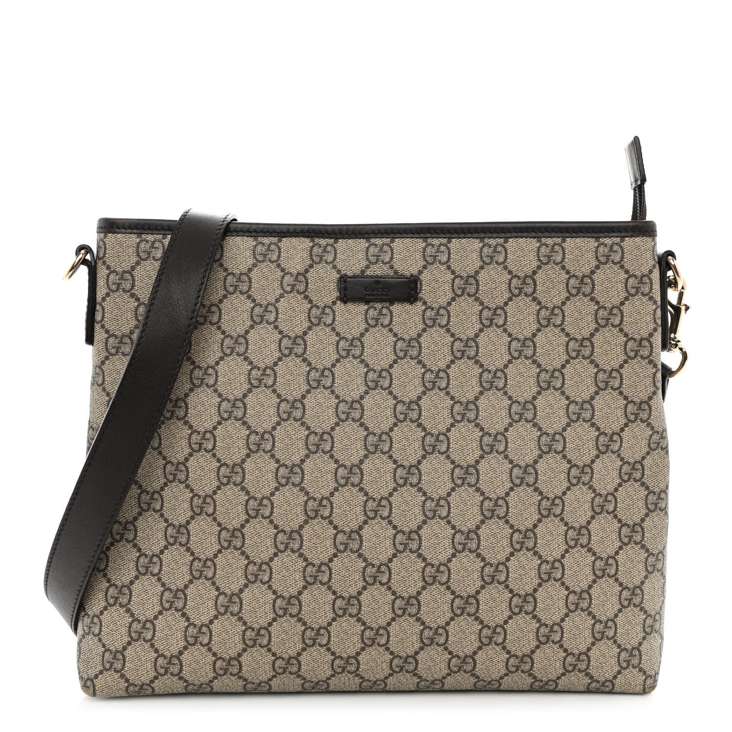 Gucci GG Plus Monogram Medium Flat Messenger Bag Dark Brown 1 of 11