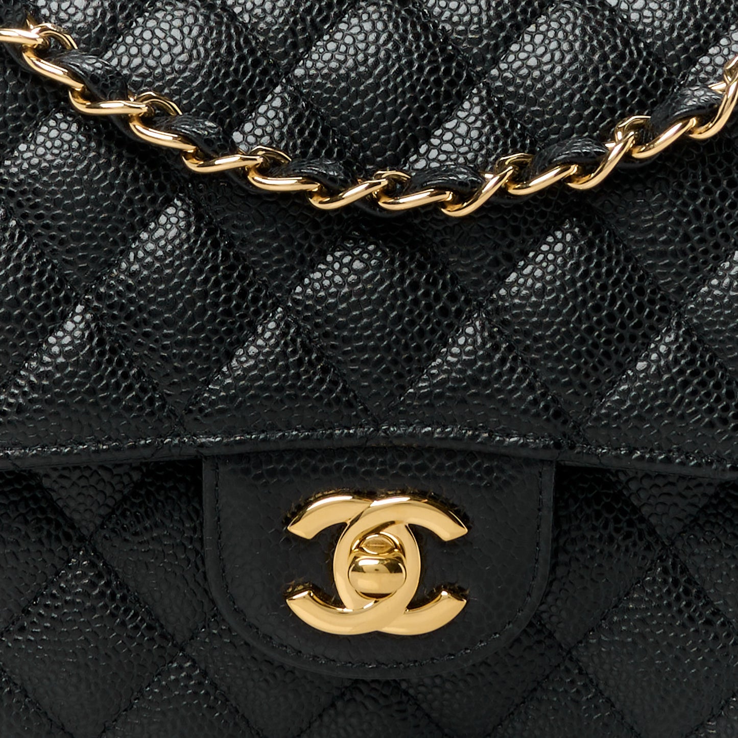 Caviar Quilted Medium Double Flap Black