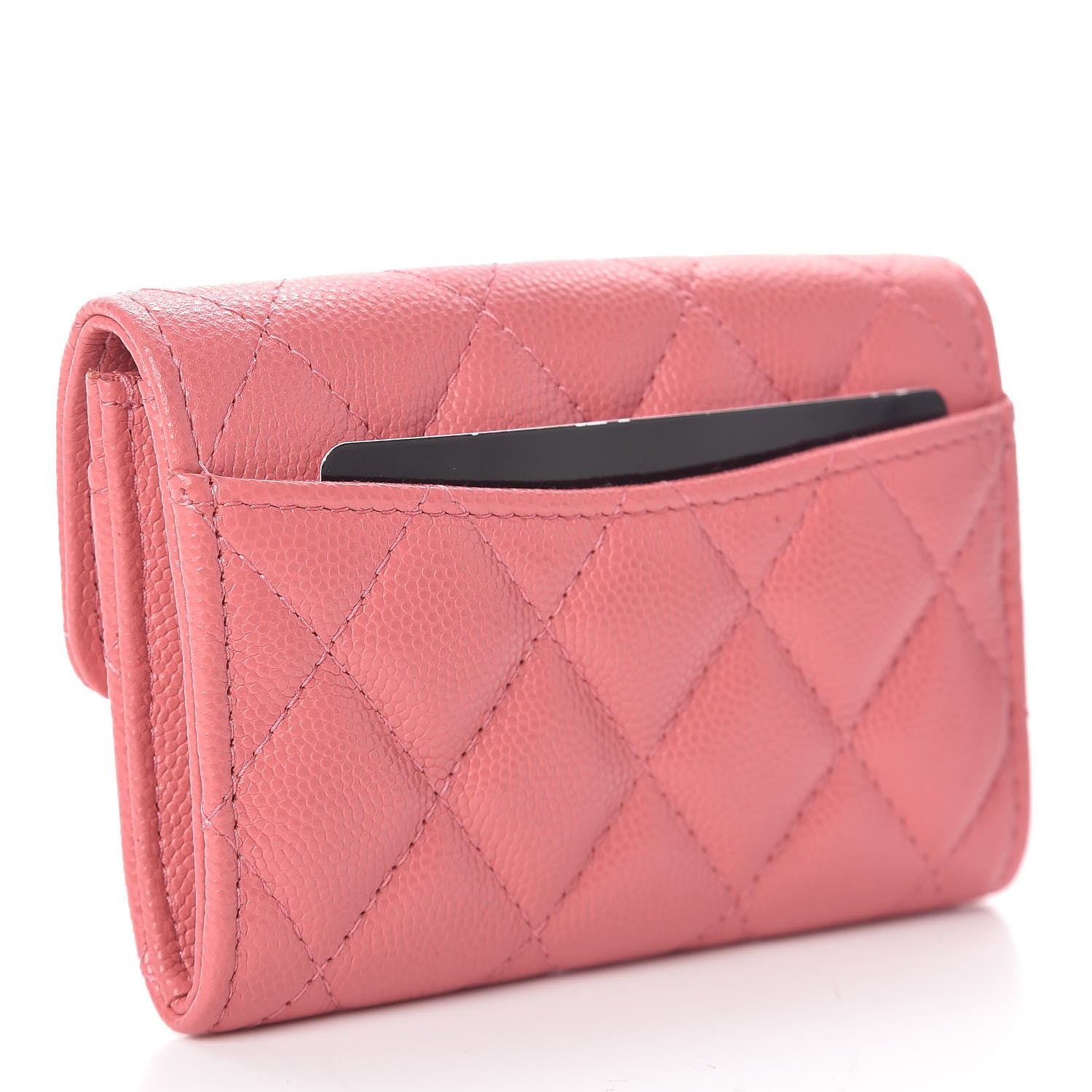 Chanel Caviar Quilted Flap Card Holder Wallet Pink 3 of 9