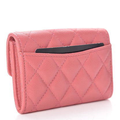 Chanel Caviar Quilted Flap Card Holder Wallet Pink 3 of 9