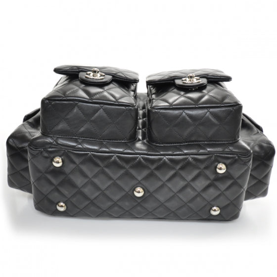 Chanel Calfskin Quilted Large Cambon Multipocket Reporter Black White 4 of 13